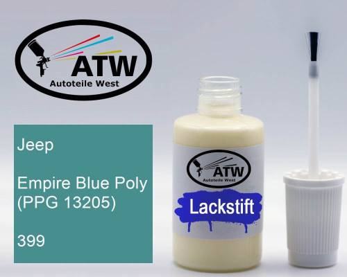 Jeep, Empire Blue Poly (PPG 13205), 399: 20ml Lackstift, von ATW Autoteile West.